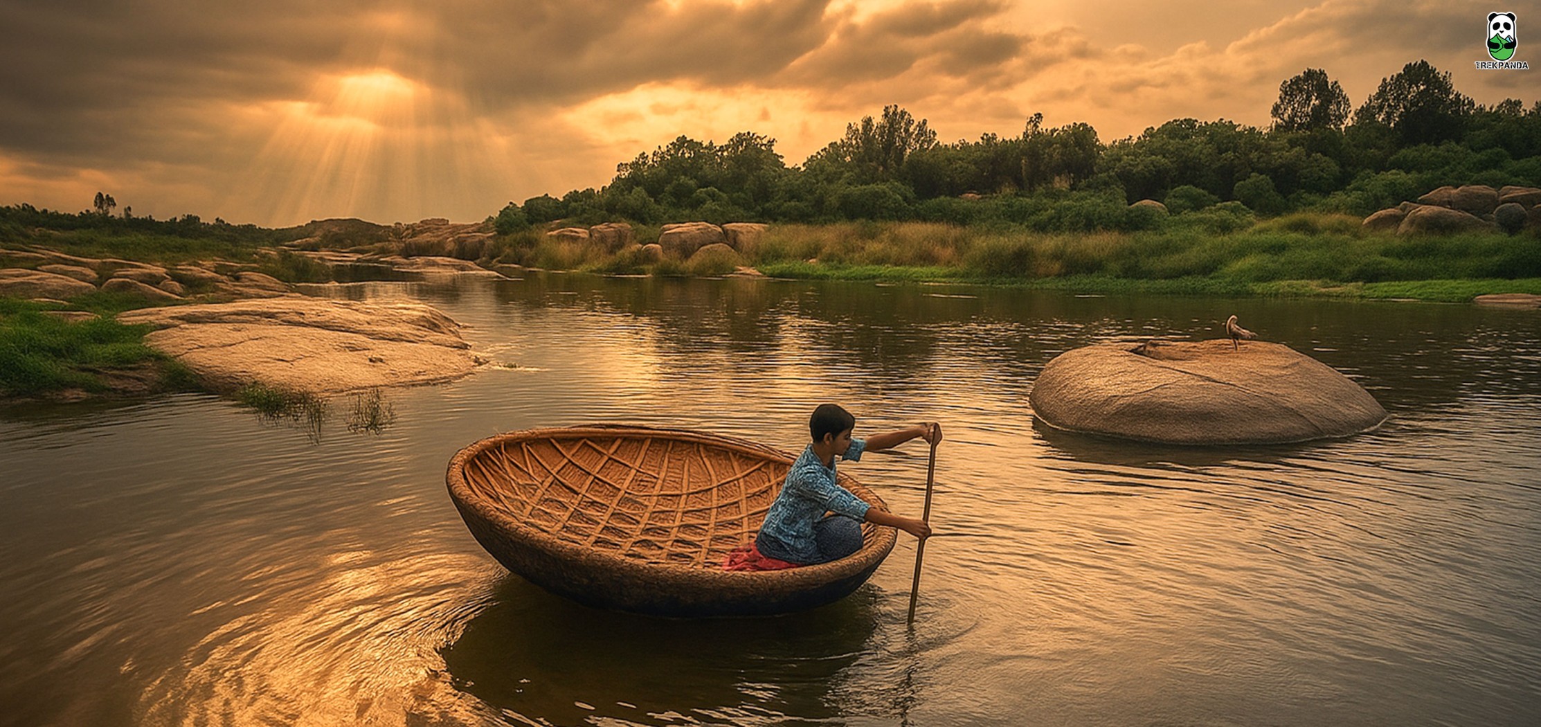 Coracle Ride At Tungabhadra River
