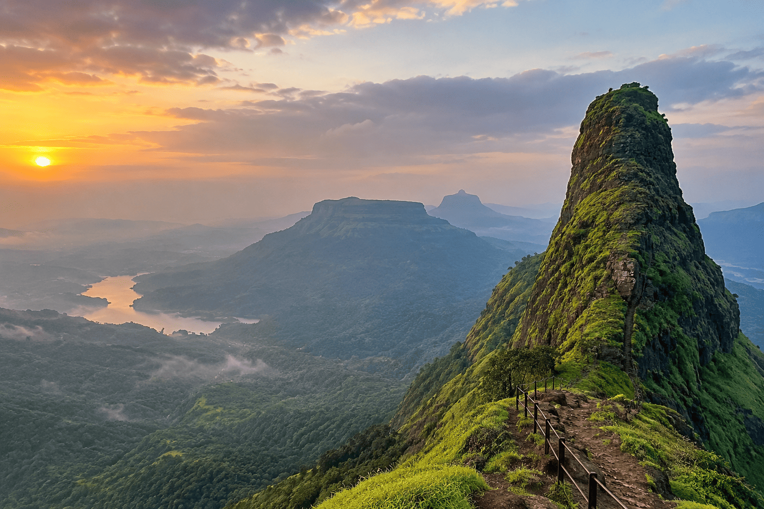 Misty Mountain Pinnacle At Golden Hour