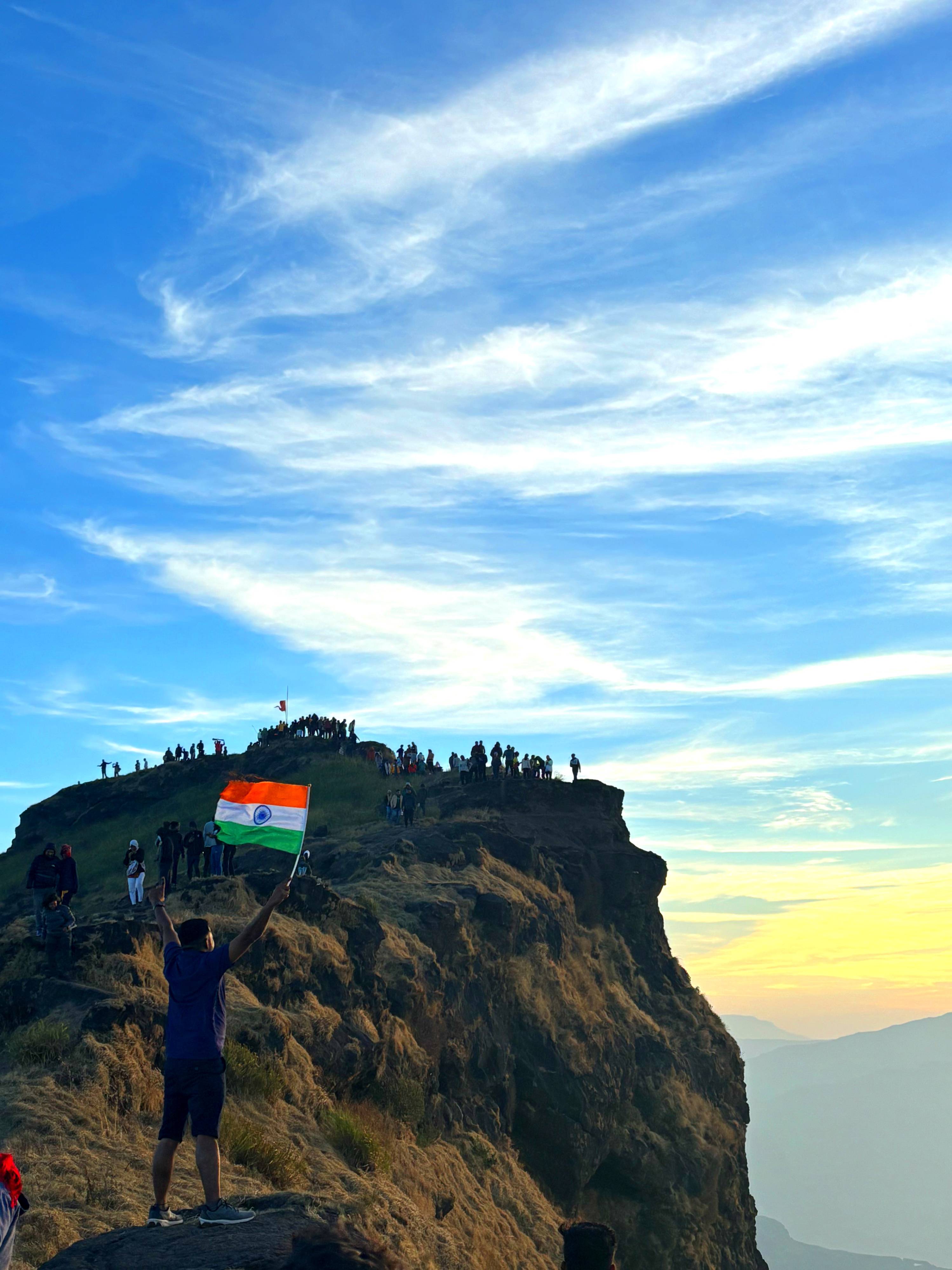Indian Flag At Harishchandragad